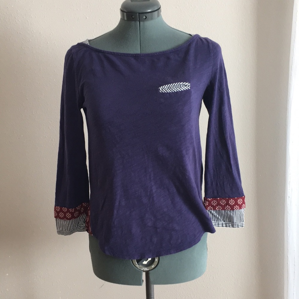 Little Yellow Button/Anthropologie 3/4 length sleeve Top XXS